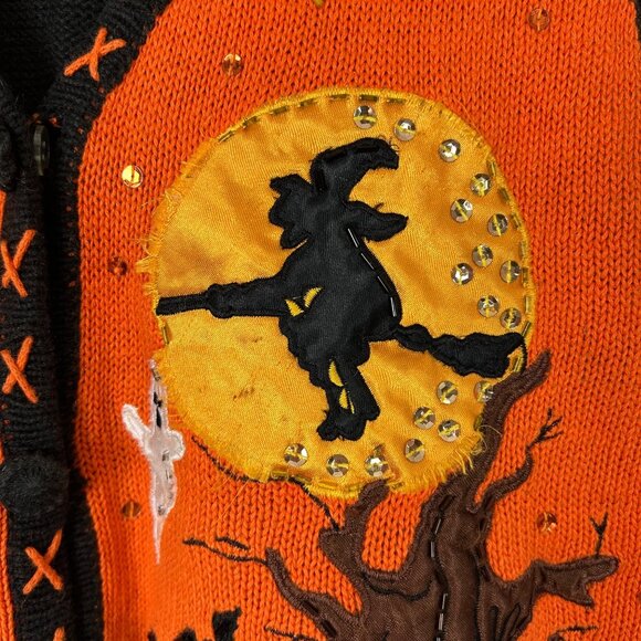 Vintage Basic Editions Halloween Sweater Vest Beaded Size XL Women's - Picture 7 of 10